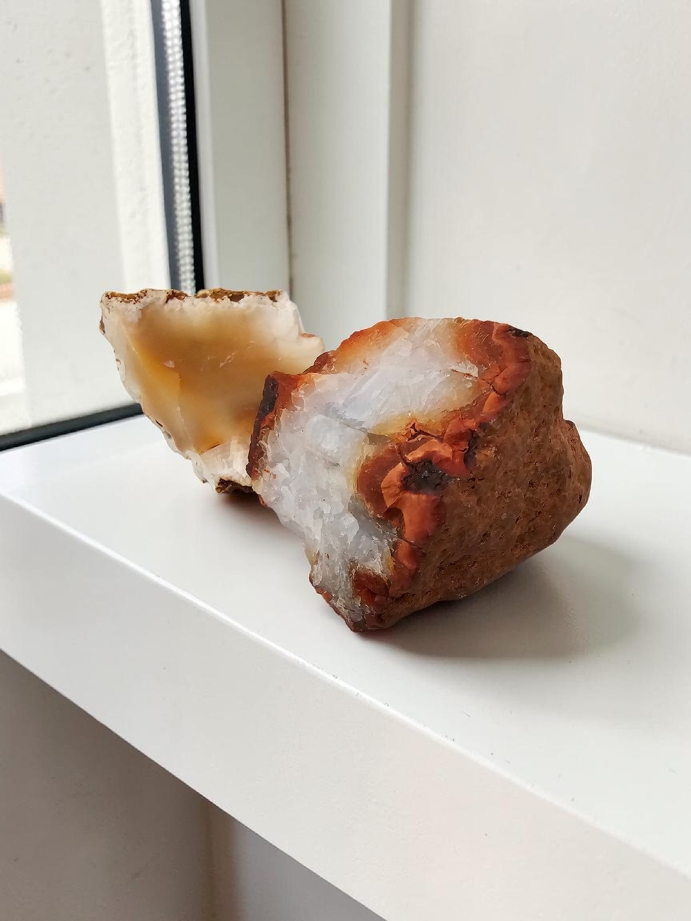 Brown and White Agate Geode Display Piece